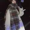 Cachecol de Xadrez Xale de Inverno Estilo Coreano Aquecedor de Pescoço Quente Caxemira Falsa Retro Versátil