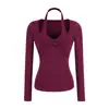 Novo Top Feminino 2026 Primavera e Outono Estilo Puro Desejo Torcido Vazado Falso Duas Peças Gola Halter Ombro a Ombro Manga Longa Slim