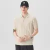 2026 Novo Estilo Cardigan Gola Polo Camisa Polo Masculina Manga Curta Listrada Vertical Estilo Old Money Blusa Top Tricô