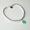 [04] pulseira de contas redondas com pingente de esmalte gota de óleo para enviar para amigas presente de namorada coração de pêssego personalidade geométrica pulseira popular