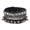 Pulsera de Moda Europea y Americana Transfronteriza, Cadena de Aleación con Remaches Punk Retro de Cuero Personalizado, Pulsera Estilo Hip-Hop para Hombres y Mujeres