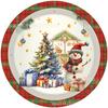 Mm305 Cuadros Navideños Árbol de Navidad Fiesta Navideña Vacaciones Cumpleaños Vajilla para 8 Personas Set de 4 Piezas Platos de Papel Servilletas de Papel Vasos de Papel