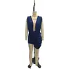Moda femenina nueva estilo europeo y americano transfronterizo primavera-verano 2026 falda corta ajustada plisada vestido de color liso sexy con escote en V profundo