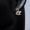 Nuevos aretes de tuerca con pin de plata 925 con incrustaciones de circonita par Cisne Pato mandarín aretes DIY accesorios de joyería fábrica venta al por mayor