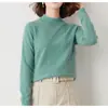 Roupa Íntima de Gola Alta Meia-Altura para Mulheres Nova Coleção Primavera e Outono 2026 Suéter Solto Estilo Coreano Cor Sólida Manga Longa Camisa Base de Tricô