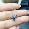 Venta al por mayor de fábrica Popular Colgante de Zafiro Natural Plata S925 Incrustado Piedra Principal 4*5 Joyería de Lujo Venta Directa de Fábrica