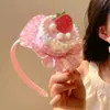 Mini Bolo de Aniversário Estilo Doce Acessórios de Cabelo Chapéu Rosa Xadrez Presilha de Cabelo Celebridade da Internet Adereços de Cabeça para Festa Fofos para Mulheres