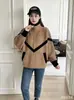 Suéter de malha imitação de veludo mink novo para outono e inverno, casaco feminino, top longo solto estilo coreano