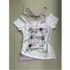 Camiseta Corta de Manga Corta con Cuello Halter Falso de Dos Piezas Estilo Retro Vintage Americano para Mujer, Diseño de Verano 2026 Top Corto