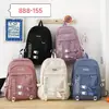Mochila de gran capacidad para niña de primaria y secundaria, mochila con estampado, bolsa tipo estuche para lápices para niño, color liso, comercio exterior transfronterizo