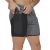 Comercio Exterior Hermanos Musculosos Moda Masculina Pantalones Cortos para Correr Deportes Ocio Exterior Sueltos Doble Capa Pantalones de Fitness