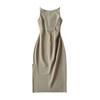 Vestido Blanco Retro Francés Fuera del Hombro Ajustado Cintura Ajustada Plisado Abertura Lateral Sexy Falda Slip para Mujer