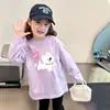 Camiseta versátil de algodón puro para niñas, con cuello redondo y manga larga, nueva para primavera y otoño, estilo coreano, casual, corte holgado, camiseta básica para niños mayores