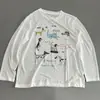 Camiseta Manga Longa Estilo Coreano Lyocell Redutora de Idade Estampada Divertida de Desenho Animado Feminina Fina Nova Versátil Camisa Base Top