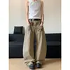Jeans Cargo Casuales de Pierna Ancha Streetwear Holgados Retro de Silueta Moderna Estilo Americano para Hombre