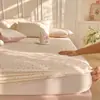 Sábana Bajera Ajustable de Algodón Puro Estilo Minimalista, Cubrelecho 100% Algodón Puro, Sábana para Todas las Estaciones, Protector de Colchón para Cama de 1.8m