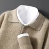 Suéter de punto de ochos de calibre 12 de longitud media con patrón de ochos tridimensional, Suéter versátil para el día a día de hombre, Nueva prenda interior versátil para otoño e invierno