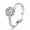 Anillo de Copo de Nieve de Plata de Ley S925 con Moissanita de un Quilate Seis Garras Corona Celebridad de Internet Transmisión en Vivo Lujo Ligero Venta Caliente Al Por Mayor