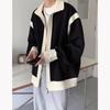 Chaqueta Otoñal Vintage Color Block para Hombre Estilo Coreano de Moda con Solapa