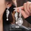 Pendientes de Perla de Espiga de Trigo Ovalados de Aguja de Plata con Diamantes, Estilo Minimalista de Lujo Ligero Pendientes Exagerados Versátiles Pendientes de Nicho de Gama Alta
