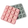 Molde de silicone para bolo, pudim, chocolate, DIY, assar, mousse, 16 furos, quadrado, bloco quadrado