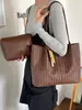 Bolso de hombro con patrón tejido estilo coreano, modelo nuevo vintage primavera 2026, bolso tote de moda para el trabajo y para ir al trabajo
