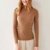 Primeira linha de vestuário sem costura Cashmere Sweater Mulheres 100 Pure Cashmere meia-gola tartaruga Drawdown Loose Pullover Sweater Base Shirt