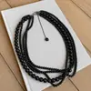 Colar de pérolas de vidro em várias camadas, feminino, retrô, barroco, moderno, corrente de clavícula empilhada, verão