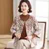 Novo Cardigã de Tricô Estilo Outono e Inverno para Mães 2026 Conjunto de Suéter da Moda para Meia-idade e Idosos Roupa de Cima da Moda