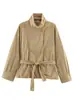 Fábrica de origem de roupas femininas transfronteiriças AliExpress venda quente moda gola alta manga longa com cinto textura de camurça jaqueta casaco