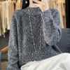 Suéter de Punto para Mujer con Cuello Alto y Patrón de Diamantes, Estilo Casual Holgado para el Trabajo, Nuevo Suéter Pulóver Primavera 2026