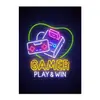 Pintura em tela gamer de comer e dormir controle de videogame Parede neon para sala de jogos decoração de casa núcleo da pintura