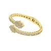Comercio exterior nuevo brazalete abierto incrustado circonita forma de hamsa de palma hombres y mujeres pulsera hip-hop joyería en stock