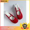 Zapatos Rojos de Ballet Redondos Estilo Francés para Mujer, Modelo Nuevo Primavera 2026, Adecuados para Combinar con Faldas, Mocasines Mary Jane