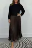 Outono/Inverno 2024 Europa e Estados Unidos estação independente transfronteiriça AliExpress cor sólida malha manga longa pulôver costura vestido plissado feminino