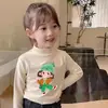 Y2216# chaqueta interior cálida de terciopelo con cuello semi-alto para otoño e invierno para niñas, manga larga, camiseta básica versátil para niños