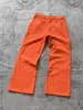 Atuendo Brillante Estilo Dopamina, Jeans de Mezclilla Lavada Naranja Atardecer para Hombre, Pantalones Finos de Verano, Pantalones Casuales Ajustados Rectos