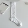 Meias Cano Alto Femininas, Verão Finas Estilo Ballet Emagrecedoras de Malha Respirável Longas, Casuais Preto e Branco