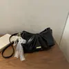 Bolso de Nube Plegado Brillante Nuevo 2026 con Decoración de Lazo de Encaje de Perlas, Bolso Pequeño de Hombro Cruzado para Niñas