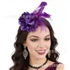 Acessórios de Cabelo Europeus e Americanos com Pena e Rede Topper Chapéu Flor Artificial Flor com Estames Aro de Cabelo Moda Retrô Elegante