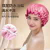 Gorro de baño de lunares pequeños de Amazon, doble capa, de satén PEVA, impermeable, grueso, estampado, para adultos, venta al por mayor