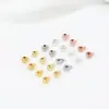 Ouro Real 18K Terminal de Crimpagem Plano Contas Redondas Pulseira Contas de Posicionamento Fio de Aço Corda Pulseira DIY Colar Fecho de Pressão B93