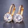 Pendientes Redondos de Zirconia con Incrustaciones de Cobre Estilo Coreano de Lujo Ligero para Mujer, Accesorios para Orejas con Diamantes de Colores Sencillos y de Moda, Aros de Moda