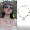 Colar de Estrela-do-Mar Tecido à Mão Estilo Férias de Verão para Mulheres, Corrente de Clavícula Versátil de Nicho Estilo Boêmio