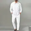 Conjunto Deportivo Casual Transfronterizo para Hombre Primavera y Otoño Color Sólido Bolsillo con Cremallera Solapa Cardigan Chaqueta Pantalón Largo Conjunto de Dos Piezas