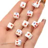8x8mm Cerâmica Pintada à Mão Estampa de Cereja Furo Grande Quadrado Contas Soltas Material DIY Feito à Mão Pulseira Colar Acessórios para Joias