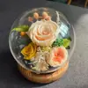 Flor Eterna en Forma de Bola de Cristal Tapa de Vidrio Rosa Real Regalo Día de San Valentín Regalo Día de la Madre Flor Real Más Vendido Regalo de Flor Eterna