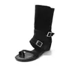 Fivela de Cinto Vintage Botas Western de Cano Médio para Mulheres 2026 Novo Estilo Uso Dupla Face Emagrecedoras Versáteis Salto Escondido Botas Martin