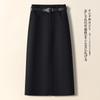 Saia Longa Casual Feminina de Inverno 2026 Acolchoada Cintura Alta Emagrecedora Reta Justa ao Corpo Fenda A6716