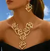 Temu Venta Caliente Retro Irregular Cuadrado y Triángulo Patchwork Colgante Forma de Y Conjunto de Collar y Pendientes Personalizado Venta al por Mayor
